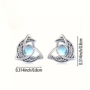 earrings in Silver with celestial motif and moonstone inlay