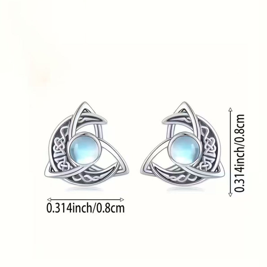 earrings in Silver with celestial motif and moonstone inlay