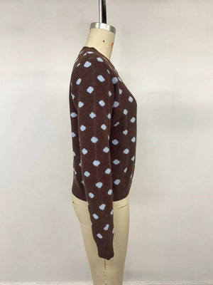 Brown regular cardigan with round neck