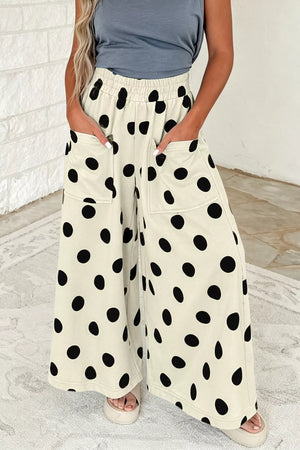 Dust Storm Polka Dot Wide Leg Elastic Waist Pants