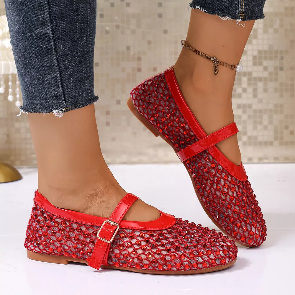 Brown Sparkling Mesh Mary Jane Sneakers