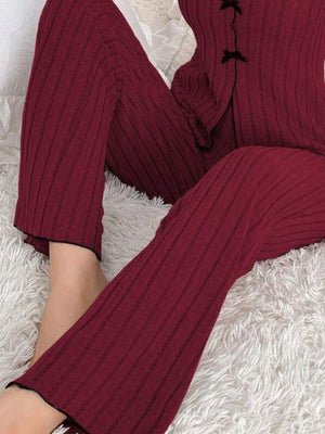pajama set in White with ribbed and ribbed
