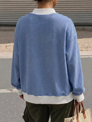 modern sweatshirt in sage green with mock neck