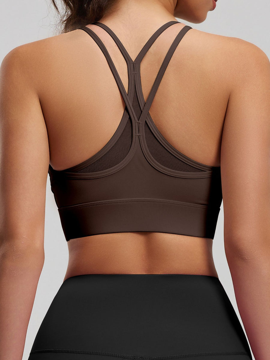 Scoop Neck Active Sports Bra in Pastel Yellow with Quick-Dry