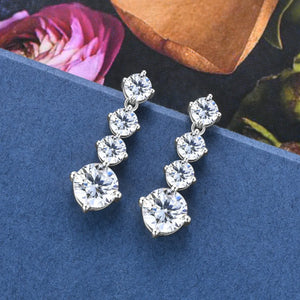 Silver cascade drop earrings with cubic zirconia stones