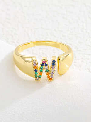 18k Gold-plated Zircon Letter Ring in L with gold-plated