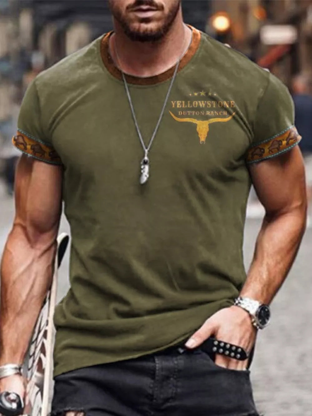 Light Gray Men's Full Size Round Neck Short Sleeve T-shirt