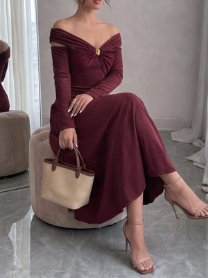 burgundy maxi dress with maxi and pullover
