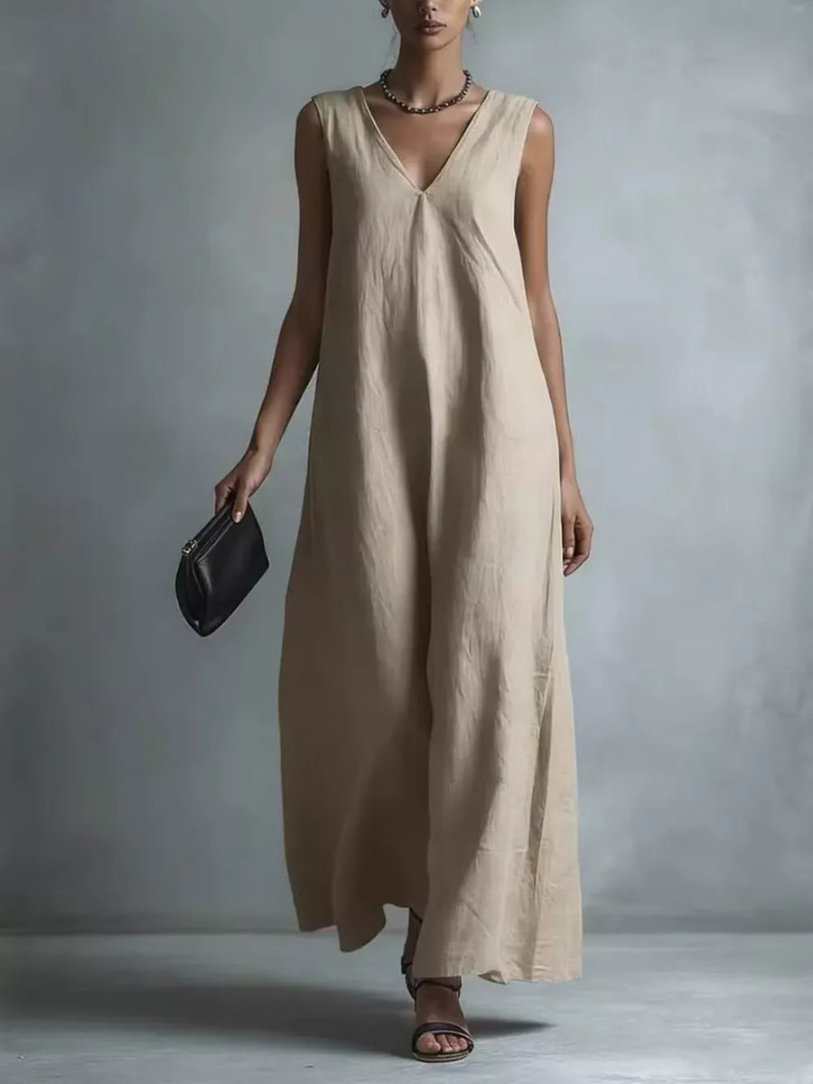Dark Blue Full Size V-neck Sleeveless Maxi Dress
