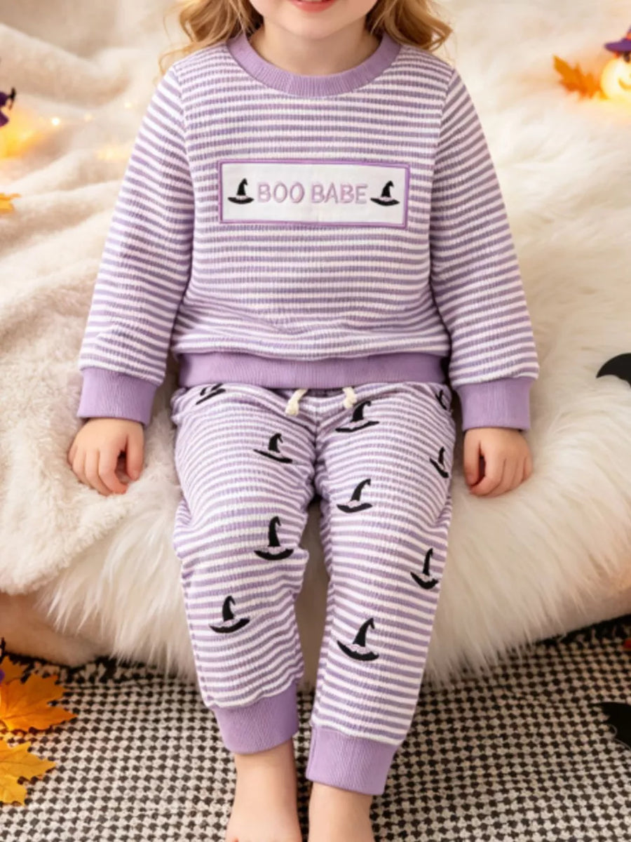 Orange pajama set with two-piece and long sleeve