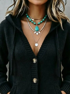 olive green relaxed cardigan with v-neck