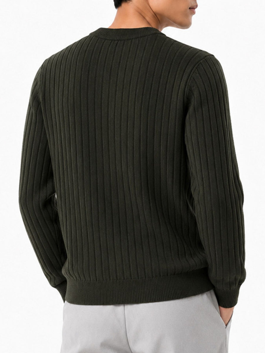 White crewneck sweater with hip-length and pullover