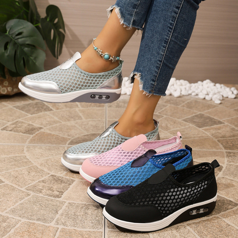 slip-on shoes in mint green featuring breathable and wedge fit
