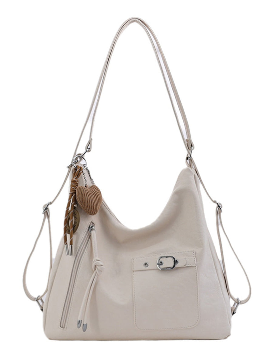 PU Leather Imported Size &amp crossbody bag in Black with slouchy silhouette