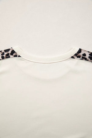 Leopard Patchwork Uneven Hem Short Sleeve Top option 5