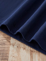 Dark Navy 100% cotton long-sleeve tee with visible stitching detail.