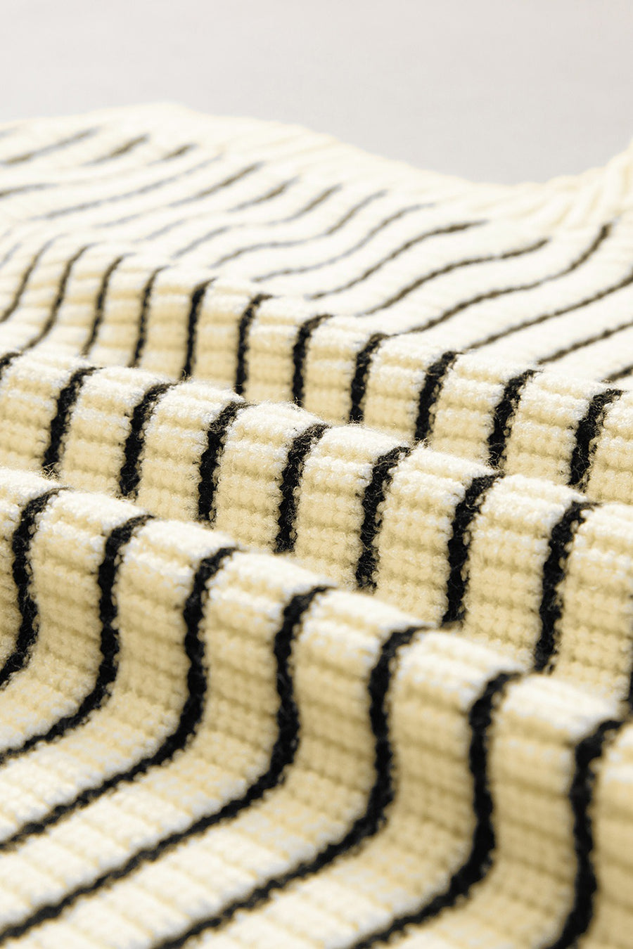 Black Striped Knit Polo Vest
