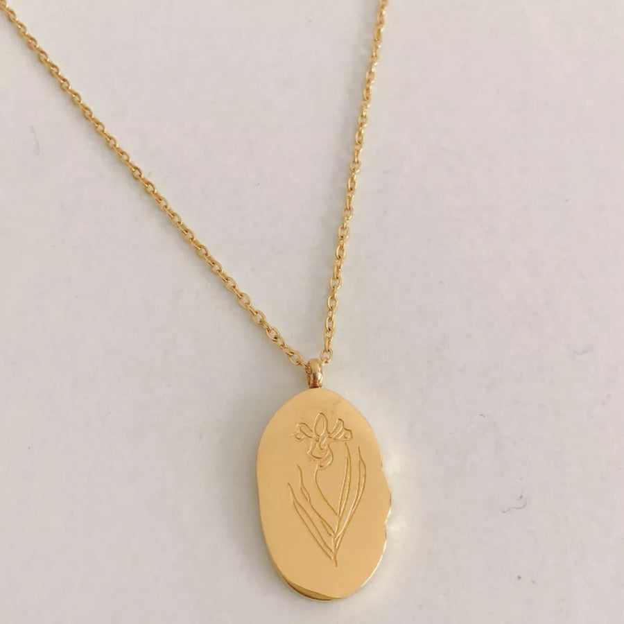 necklace in style five with floral and engraved
