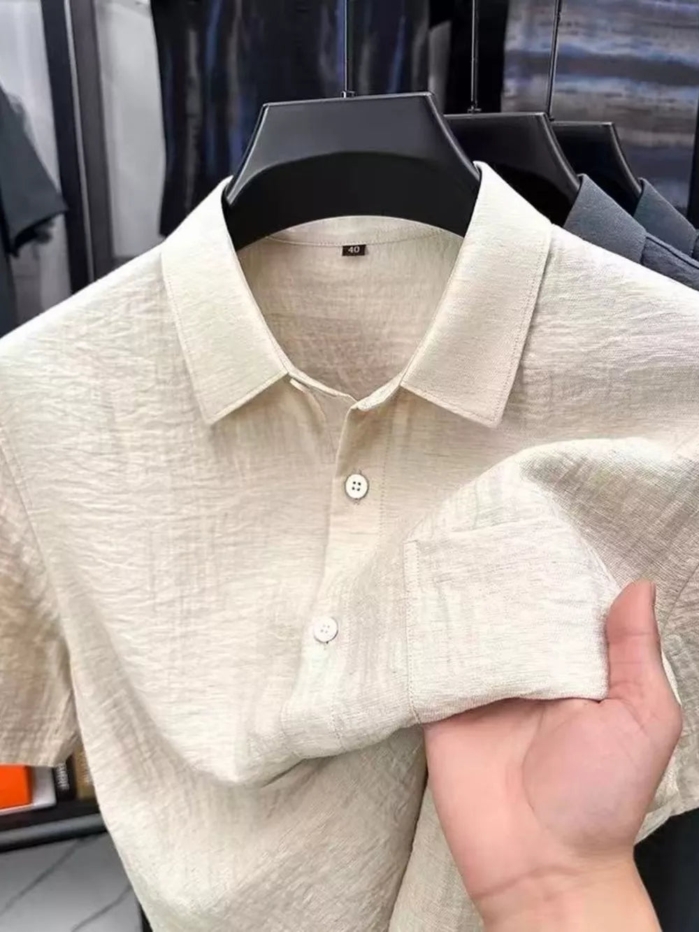 Men's Plus Size Lightweight Textured Shirt in Khaki