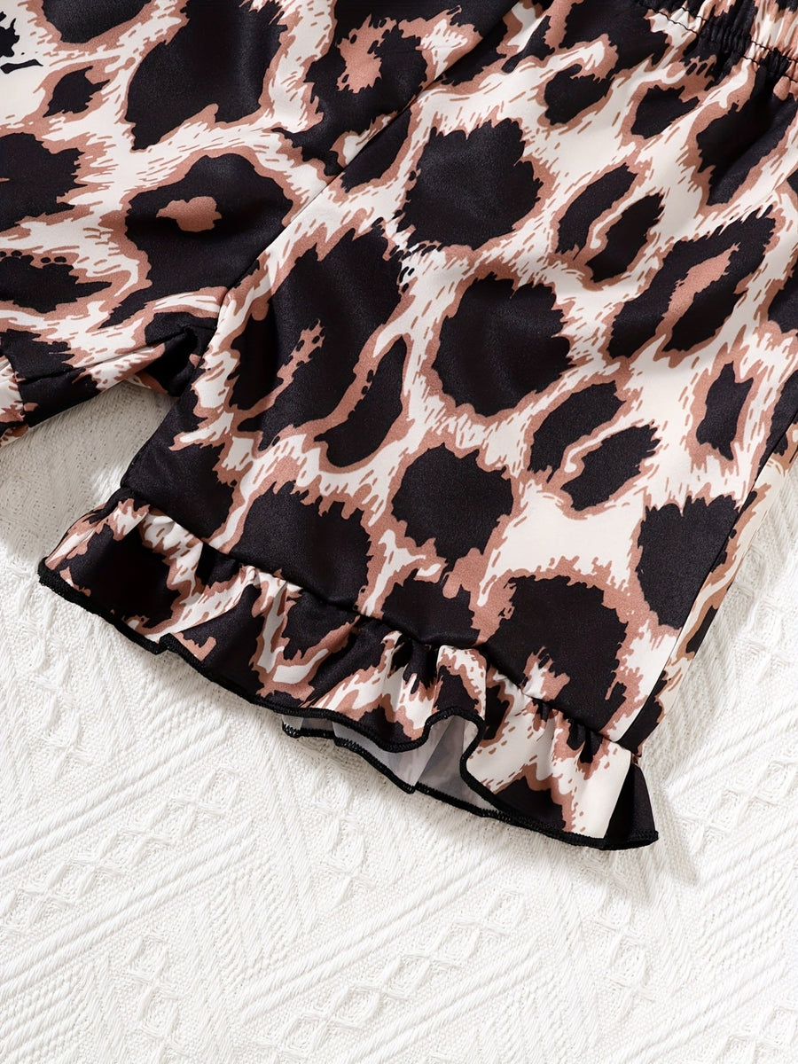 Baby leopard print shorts with ruffled hem detail
