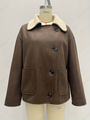 vintage-inspired jacket in Coffee Brown with notch lapel