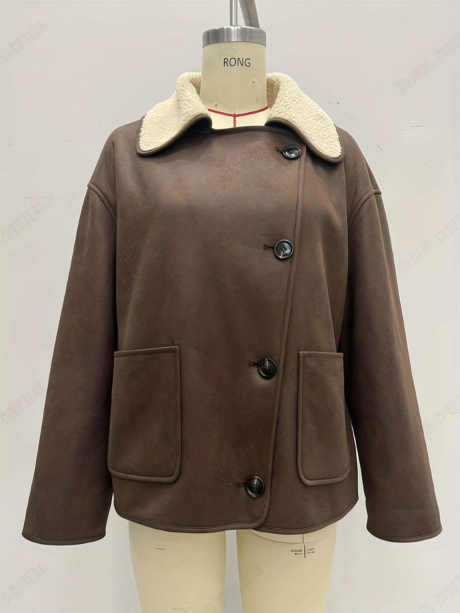 vintage-inspired jacket in Coffee Brown with notch lapel