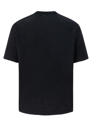 red t-shirt featuring oversized and graphic-print