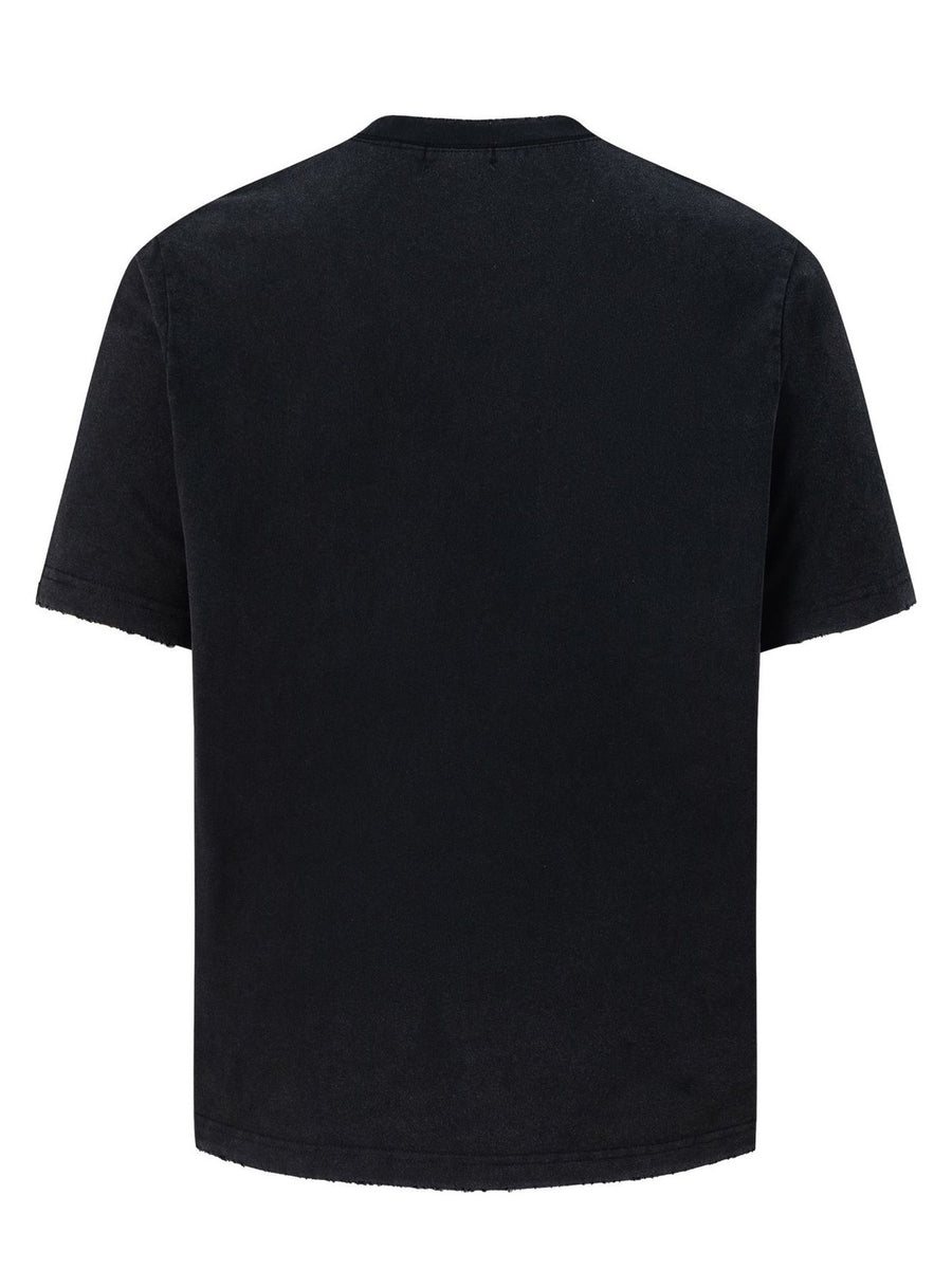 red t-shirt featuring oversized and graphic-print