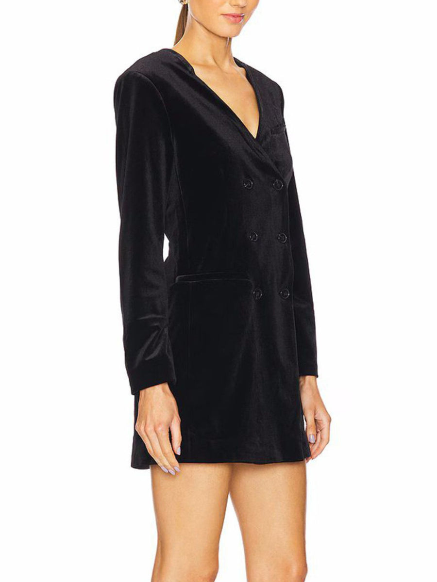 glam mini dress in Dark Green with v-neck