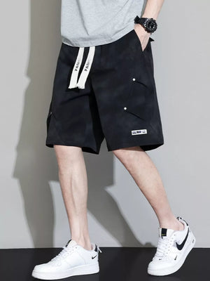 Light Gray Men's Plus Size Casual Drawstring Cargo Shorts