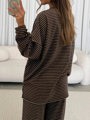 dark brown lounge set with hip-length and pullover