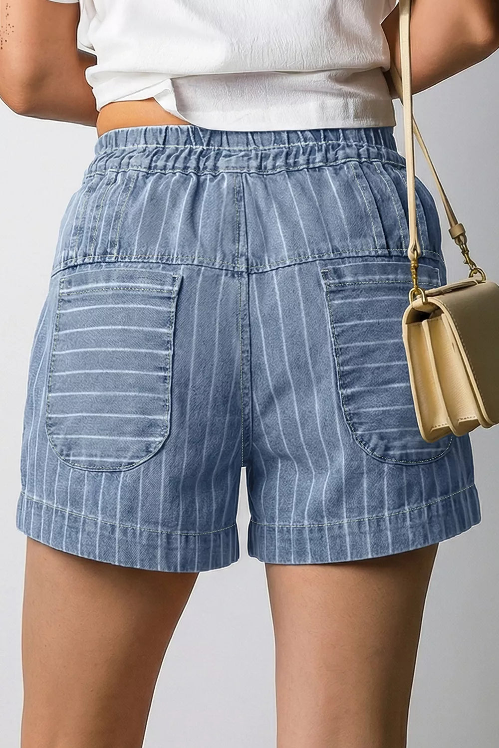 Striped High-waisted Denim Shorts in this colorway