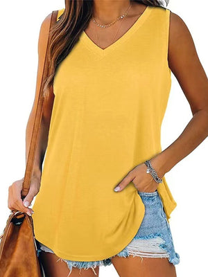 V-Neck Casual Loose Fit Tank Top in Light Blue