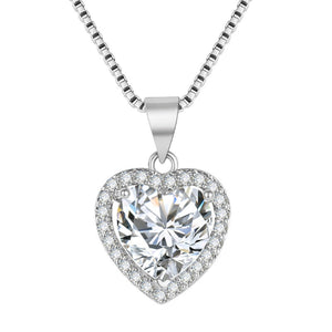 2 Carat Moissanite 925 Sterling Silver Heart Pendant Necklace in clear with heart-shaped pendant