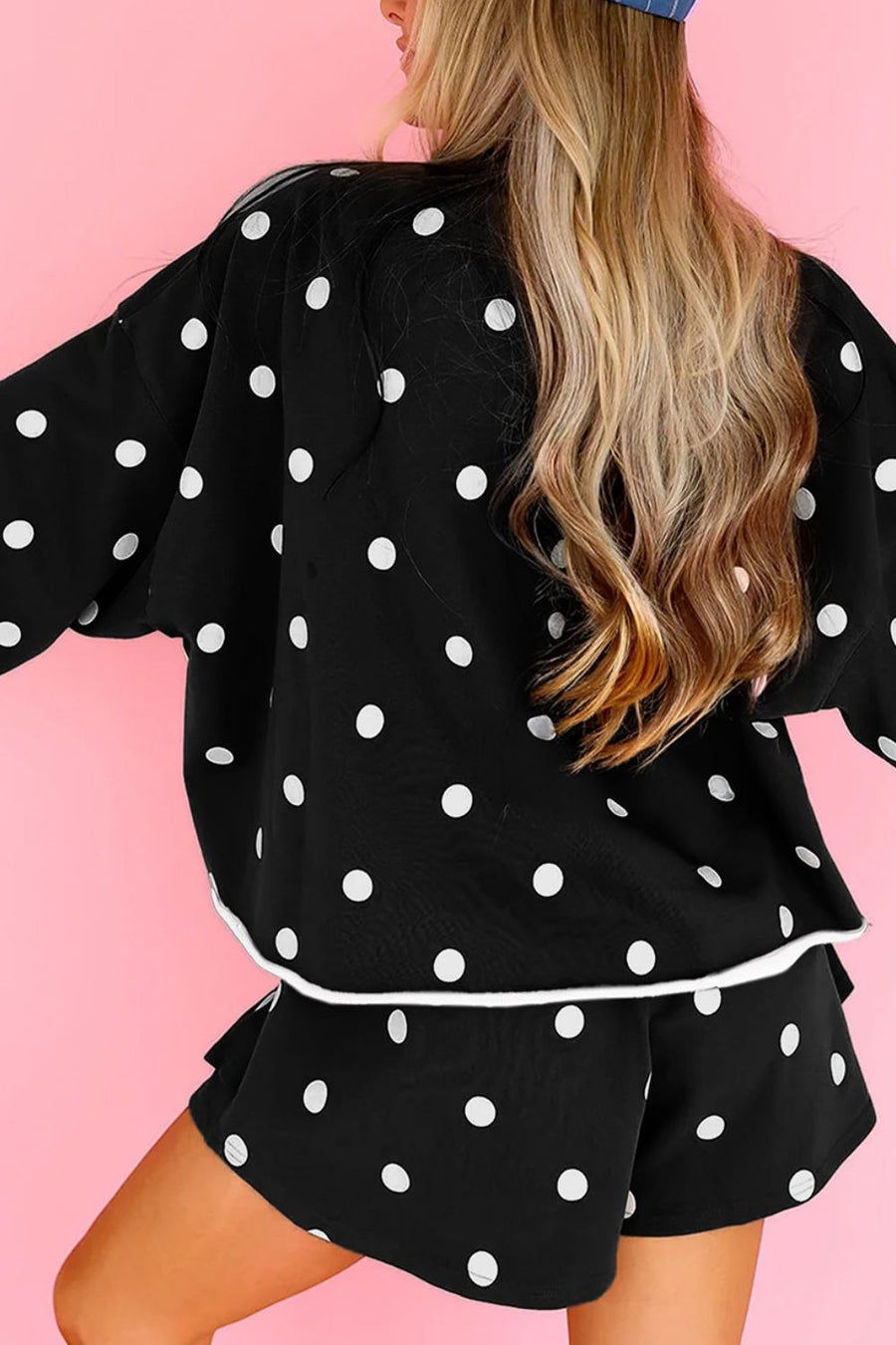 black lounge set with hip-length and pullover
