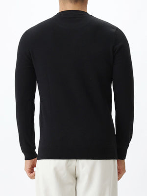 Men's Plus Size Classic Crew Neck Sweater in Black with lightweight
