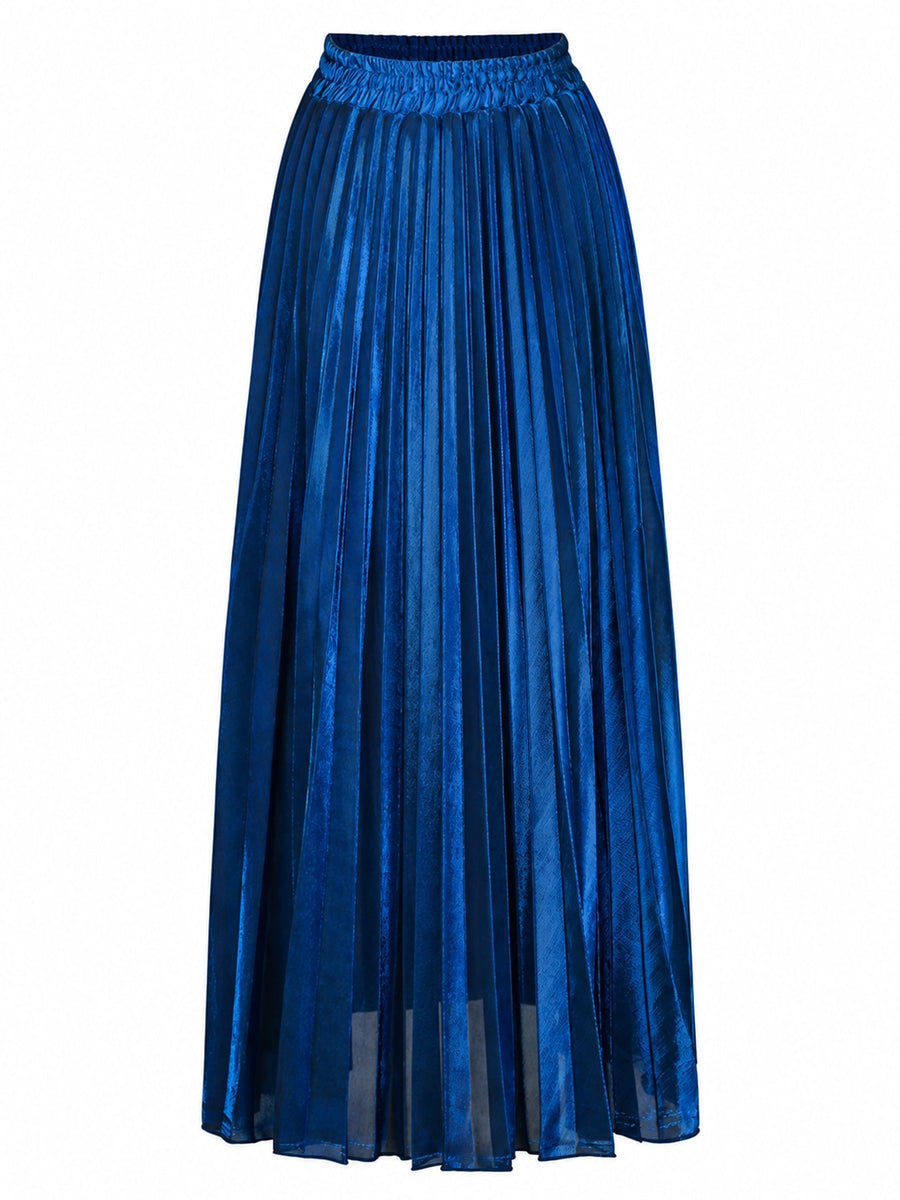 Sophisticated Red maxi skirt with pull-on and pleated