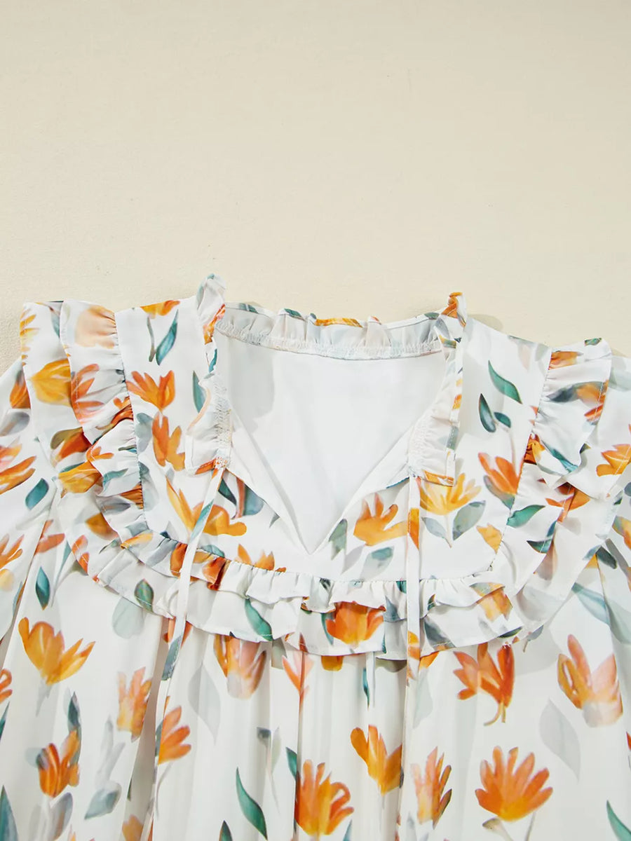 Bohemian Floral Print Ruffle Mini Dress option 8