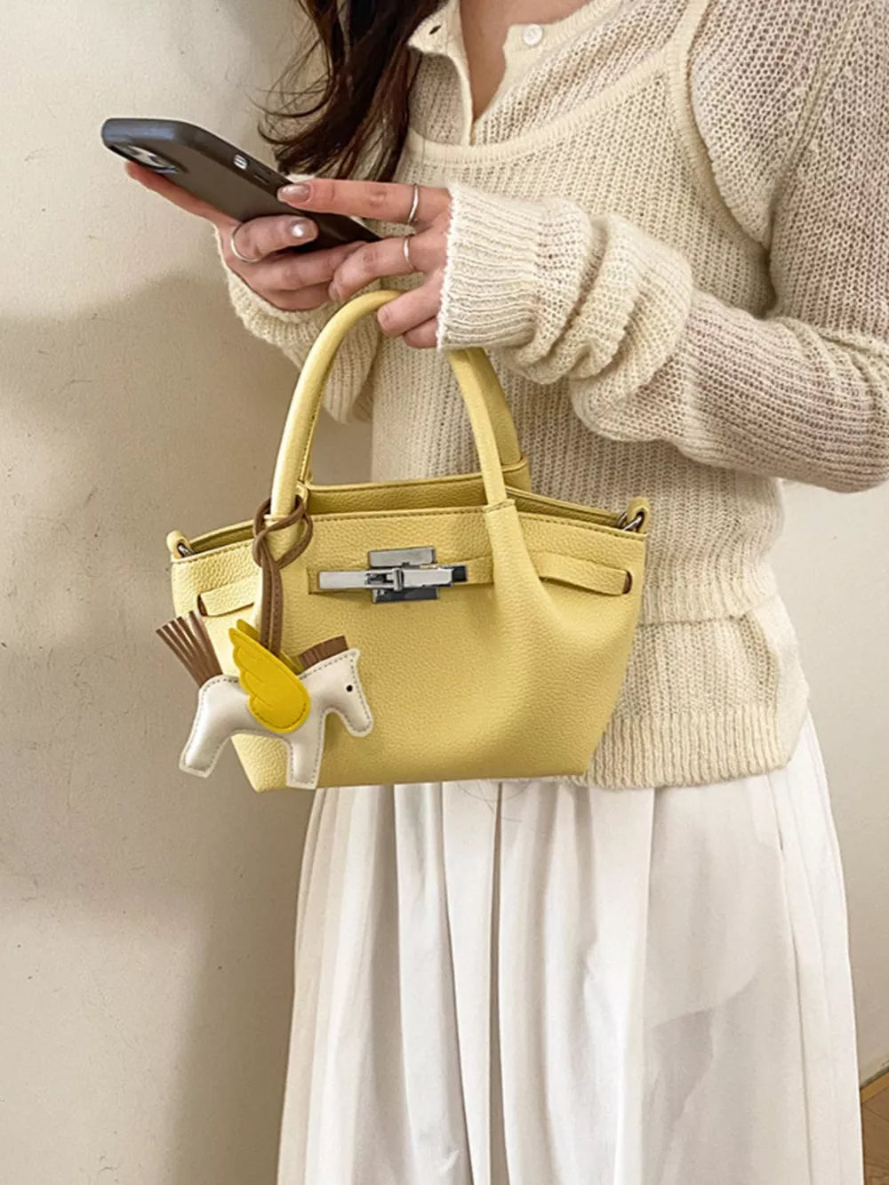 Yellow with Top Handle Mini Crossbody Bag
