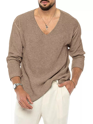 v-neck sweater in mauve pink with ribbed and ribbed