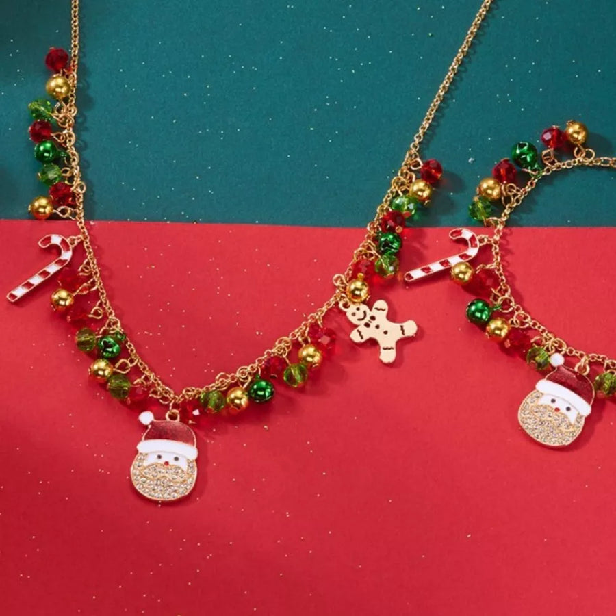 necklace in red with novelty and charm details