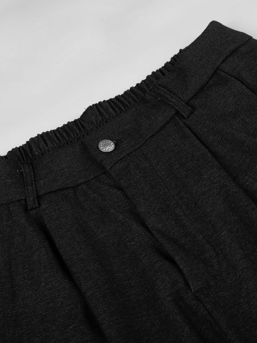wide-leg pants in charcoal with pocketed and full-length