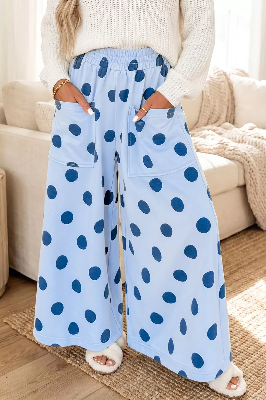 Polka Dot Wide Leg Casual Pants option 4