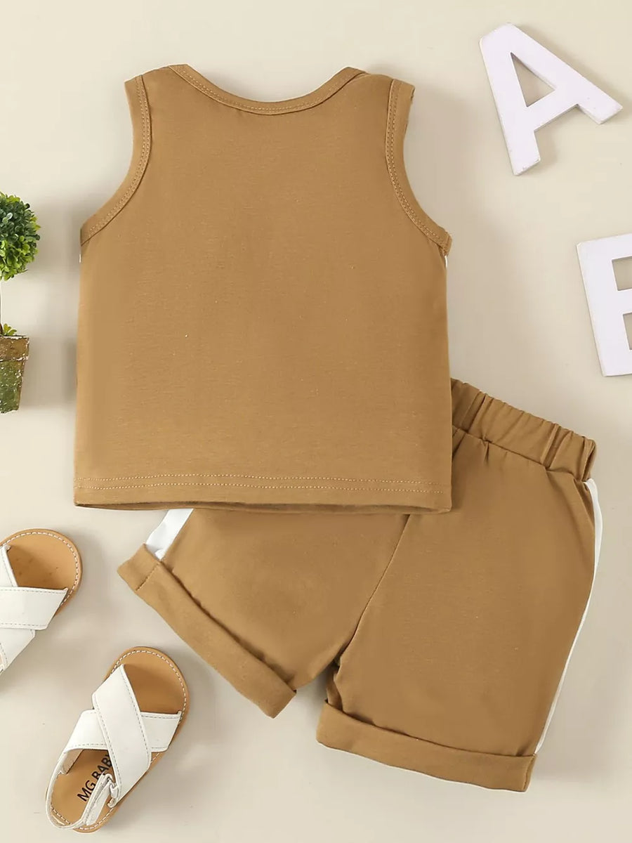 Light Green with Children's Tank Top And Shorts Set in Light Green