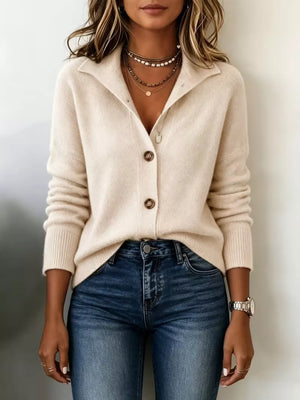 classic cardigan in Navy with collared