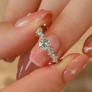 ring in silver featuring moissanite gemstone and straight fit