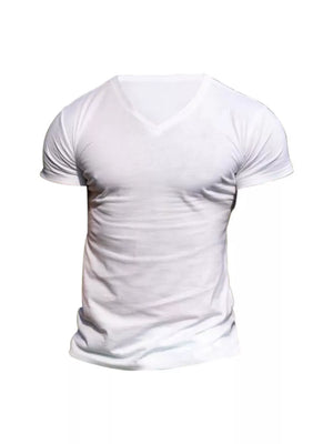 Men's Full Size V-neck Slim Fit Casual T-shirt in Light Gray, view 12