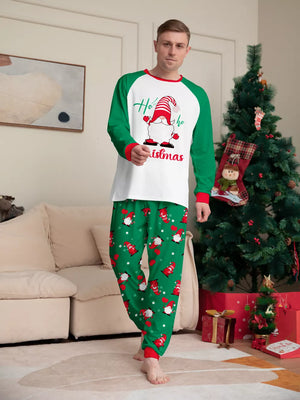 green pajama set with ribbed cuffs and long sleeve