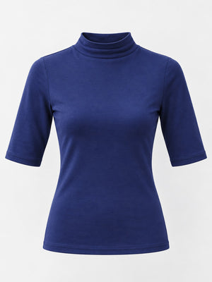 Black fitted t-shirt with mock neck
