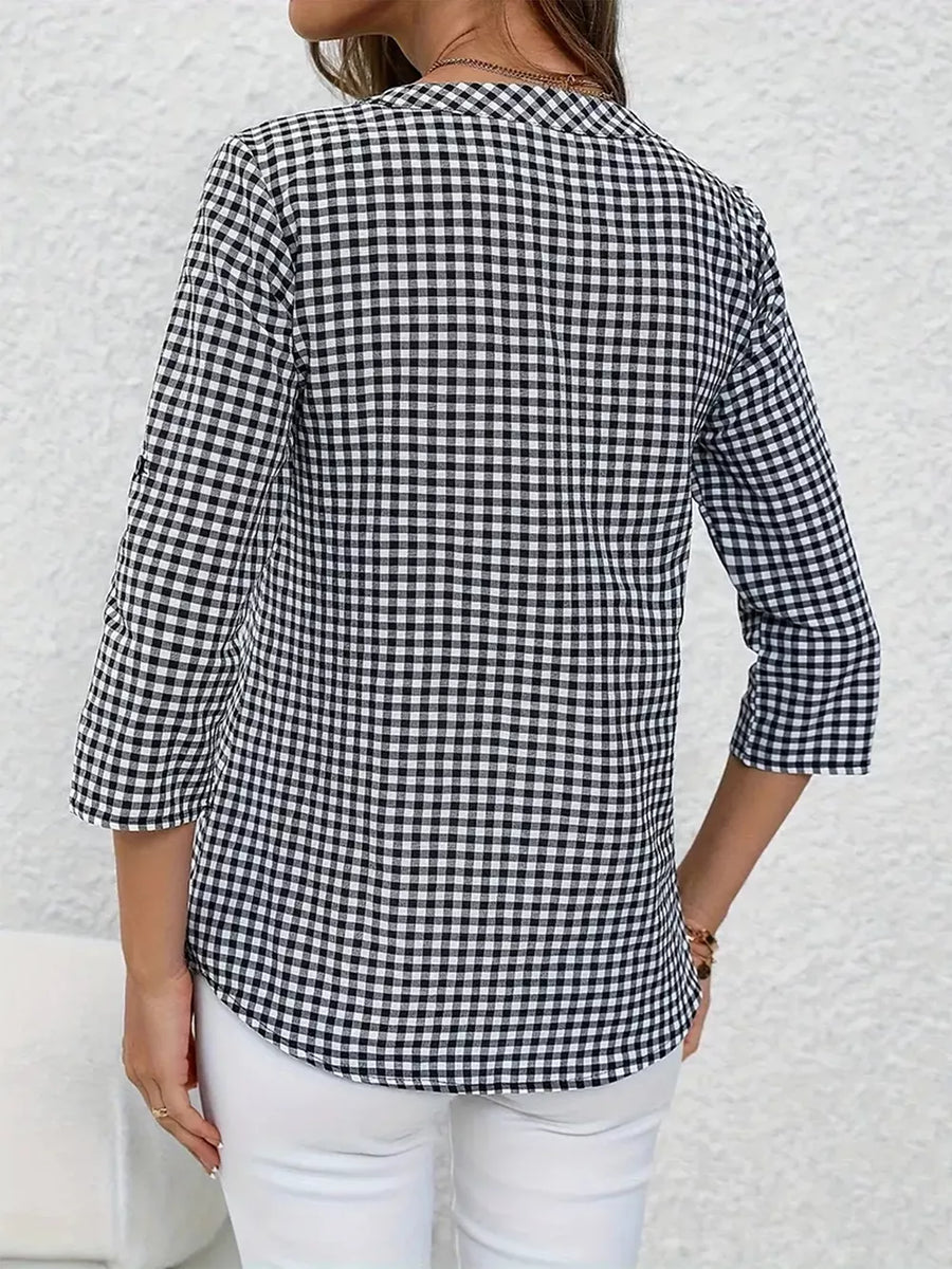 Gingham Button Detail Blouse option 5